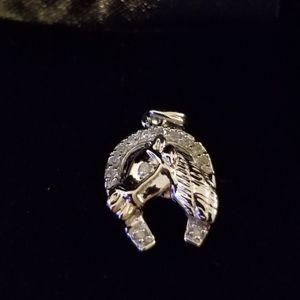 DIAMOND LUCKY HORSESHOE PENDANT 14K WHITE GOLD